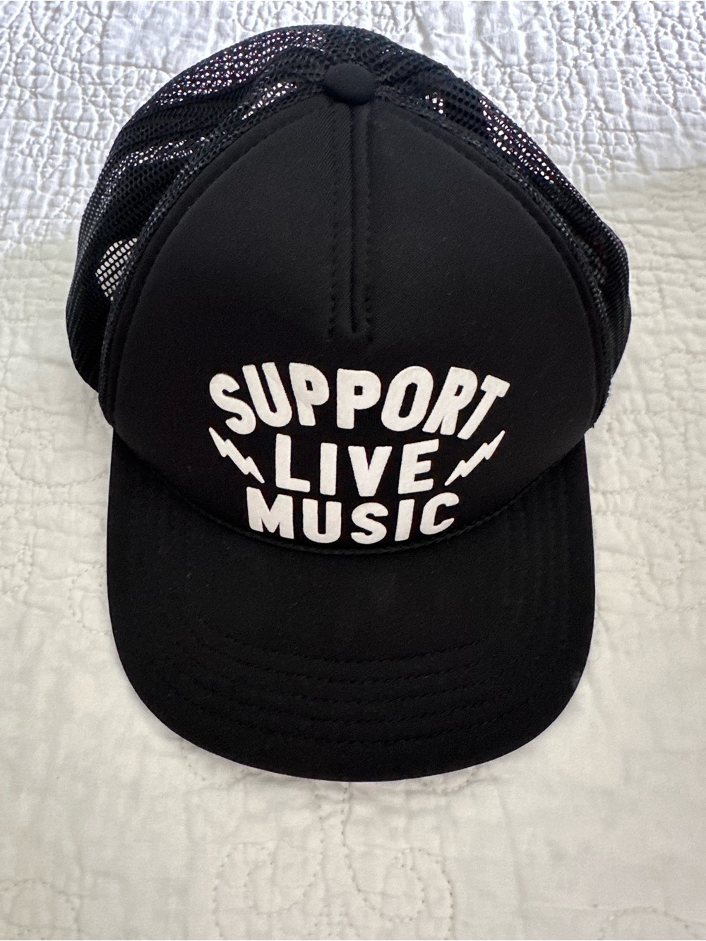 Support Live Music Black Trucker Hat